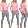 Image of Autumn Winter Fashion Women Dot Printed Tops Pants Sweatshirt Pajamas Matching Set Nightwear Sleepwear пижама женская Z4