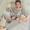 Image of Autumn Winter Women Pajama Set Pyjamas Women Sleepwear Suit Thick Warm Flannel Pijamas Women Cartoon Animal Pyjama Femme Mujer