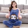 Image of Autumn Winter Women Pajama Set Pyjamas Women Sleepwear Suit Thick Warm Flannel Pijamas Women Cartoon Animal Pyjama Femme Mujer