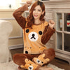 Image of Autumn Winter Women Pajama Set Pyjamas Women Sleepwear Suit Thick Warm Flannel Pijamas Women Cartoon Animal Pyjama Femme Mujer