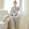 Image of Autumn Winter Women Pajama Set Pyjamas Women Sleepwear Suit Thick Warm Flannel Pijamas Women Cartoon Animal Pyjama Femme Mujer