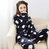 Image of Autumn Winter Women Pajama Set Pyjamas Women Sleepwear Suit Thick Warm Flannel Pijamas Women Cartoon Animal Pyjama Femme Mujer