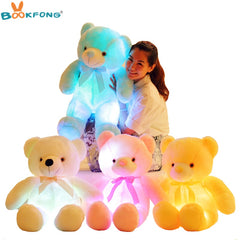 BOOKFONG 50cm Creative Light Up LED Teddy Bear Stuffed Animals Plush Toy Colorful Glowing Teddy Bear Christmas Gift for Kids