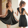 Image of Backless Wings Sexy Lingerie Faux Silk Nightgowns Satin Sleepwear Night Dress Women Nighties Nightdress Nightwear Nightshirt