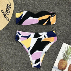 Bandeau Bikini Set Women High Waist Push-up Padded Bra Strapless Swimsuit Bandage Bikini Sets Swimwear bikinis 2019 mujer