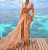 Image of Beach Cover ups Tunic Pareos Swimwear Women 2018 Bikini long sleeve Bandage Cardigan cover up Chiffon Swimsuits Beach Swim Wear