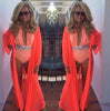 Image of Beach Cover ups Tunic Pareos Swimwear Women 2018 Bikini long sleeve Bandage Cardigan cover up Chiffon Swimsuits Beach Swim Wear