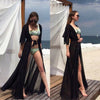 Image of Beach Cover ups Tunic Pareos Swimwear Women 2018 Bikini long sleeve Bandage Cardigan cover up Chiffon Swimsuits Beach Swim Wear