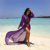 Image of Beach Cover ups Tunic Pareos Swimwear Women 2018 Bikini long sleeve Bandage Cardigan cover up Chiffon Swimsuits Beach Swim Wear