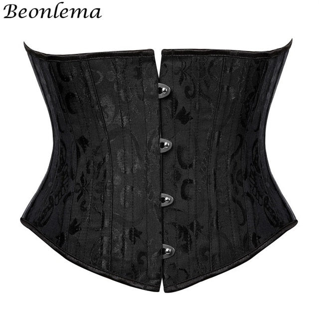 Beonlema Women Steel Bone Waist Cincher Corset Waist Slimming Underbust Fajas Steampunk Accessories Femme XS-3XL Black Corsets