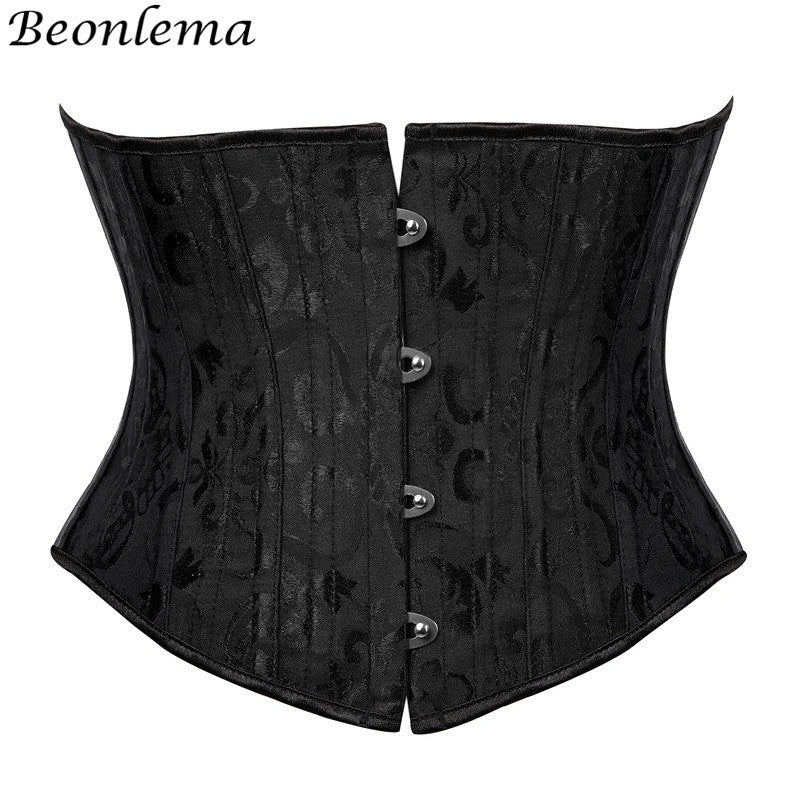 Beonlema Women Steel Bone Waist Cincher Corset Waist Slimming Underbust Fajas Steampunk Accessories Femme XS-3XL Black Corsets