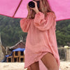 Image of Bikini 2019 Cover Up Lace Hollow Crochet Swimsuit Beach Dress Women Solid White Yellow Cover-Ups Bathing Suit Beach Tunic Dress