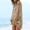 Image of Bikini 2019 Cover Up Lace Hollow Crochet Swimsuit Beach Dress Women Solid White Yellow Cover-Ups Bathing Suit Beach Tunic Dress