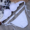 Image of Bikini Solid Strappy Bandage Bikinis Set White Push Up Bikini Swimwear Bandeau Brazilian Swimsuit Bathing Suit Maillot De Bain