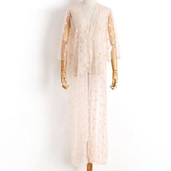Bikinx Mesh Cover up saida de praia Pink dot swimsuit cover-ups Kimono summer fashion beach women Long beach dress 2019 tunic