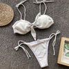 Image of Bikinx Solid knot bathing suit women biquini String sexy swimwear Push up swimsuit summer beach wear Micro bikini 2020 bathers