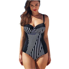 Bkning  4XL 5XL Large Size  Swimsuits Push Up Swimwear Women Plus Monokini One 1 Piece Swimsuit Striped Underwire Bathing Suit