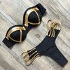 Image of Black Bandage Swimsuit 2019 Sexy Brazilian Bikini Push Up Swimwear Women Micro Bikinis Plus Size Beachwear Shiny Gold Beachwear