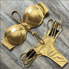 Image of Black Bandage Swimsuit 2019 Sexy Brazilian Bikini Push Up Swimwear Women Micro Bikinis Plus Size Beachwear Shiny Gold Beachwear