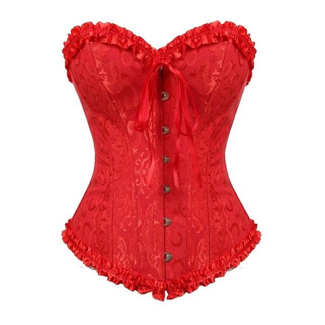 Black Boned Corselet Gothic Clothing Lace Up Steampunk Overbust Corset Halloween costume Plus Size Sexy Women Bustier Bodyshaper