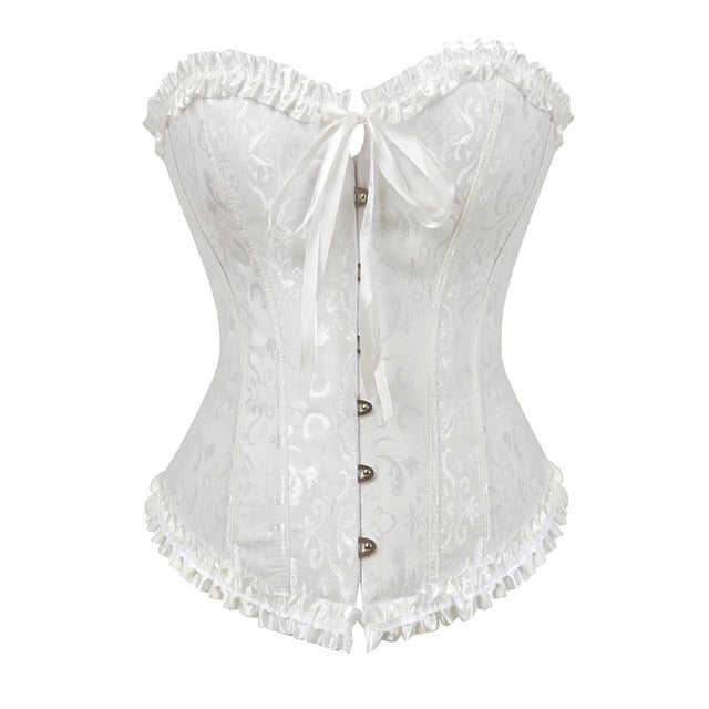 Black Boned Corselet Gothic Clothing Lace Up Steampunk Overbust Corset Halloween costume Plus Size Sexy Women Bustier Bodyshaper