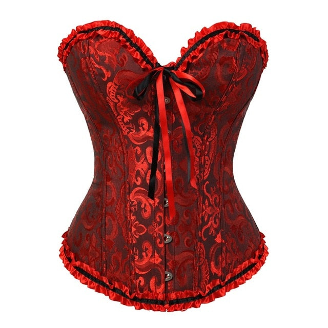 Black Boned Corselet Gothic Clothing Lace Up Steampunk Overbust Corset Halloween costume Plus Size Sexy Women Bustier Bodyshaper