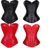 Image of Black/Red Faux Leather Corset Sexy Clubwear Bustier Hot Lingerie Zipper Plus size Waist Cincher Top S-6XL