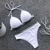 Image of Black White High Waist Bikini 2019 Swimsuit Women Swimwear Push Up Halter Bikini Set Bather Bathing Suit Beach Wear Female