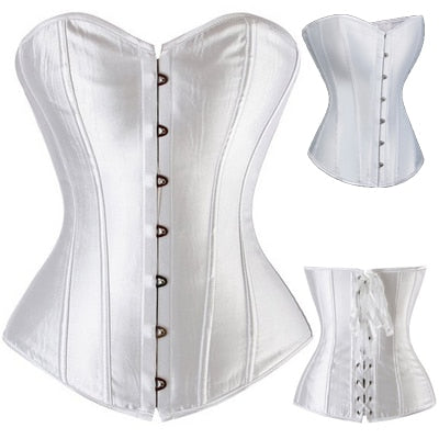 Black/White Sexy Boned Waist Trainer Brocade Corsets Bustiers Embroidery Lace Up Corselet Gothic Plus Size S-6XL Body Shaper