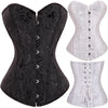 Image of Black/White Sexy Boned Waist Trainer Brocade Corsets Bustiers Embroidery Lace Up Corselet Gothic Plus Size S-6XL Body Shaper