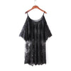 Image of Black white off shoulder lace Nightgown Women Sexy Spaghetti Strap Patchwork Lingerie Dress Lace Sleepwear Sleepshirts Size S-XL