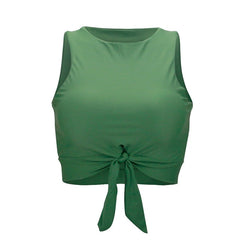 Blesskiss Swim Crop Top Women Bikini Top High Neck Knot Swimwear Swimsuit Bathing Suit Tops Plus Size Swimming Bra Sport Shirt