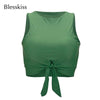 Image of Blesskiss Swim Crop Top Women Bikini Top High Neck Knot Swimwear Swimsuit Bathing Suit Tops Plus Size Swimming Bra Sport Shirt