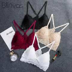 Blinvas Bra Wireless Bras for Women Lingerie BH Lace Sexy Bralette Push Up Bra Plus Size Y-line Straps Backless Bras Large Size