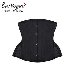 Burvogue Underbust Steampunk Corset Waist Control Gothic Corsets Cincher with Curved Hem Bustiers Embroidery Short Waist Trainer
