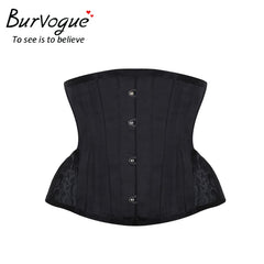 Burvogue Underbust Steampunk Corset Waist Control Gothic Corsets Cincher with Curved Hem Bustiers Embroidery Short Waist Trainer