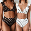 Image of CALOFE Women Swimsuit Dot Biquinis Push Up Bikini 2019 Sexy  Waist Bikini Ruffle Bathing Suit Beachwear Female Swimsuits New