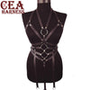 Image of CEA.HARNESS Woman Leather Harness With Chain Punk Style PU Leather Bra Belts Sexy Lingerie Body Bondage Caged Gothic Bra Garters