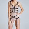 Image of CEA. Leather Harness Set Underwear Sexy Body Lingerie Garter Belts Sexy Women Waist Leg Bondage Bra Cage Straps Bra Harness