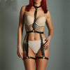 Image of CEA. Leather Harness Set Underwear Sexy Body Lingerie Garter Belts Sexy Women Waist Leg Bondage Bra Cage Straps Bra Harness