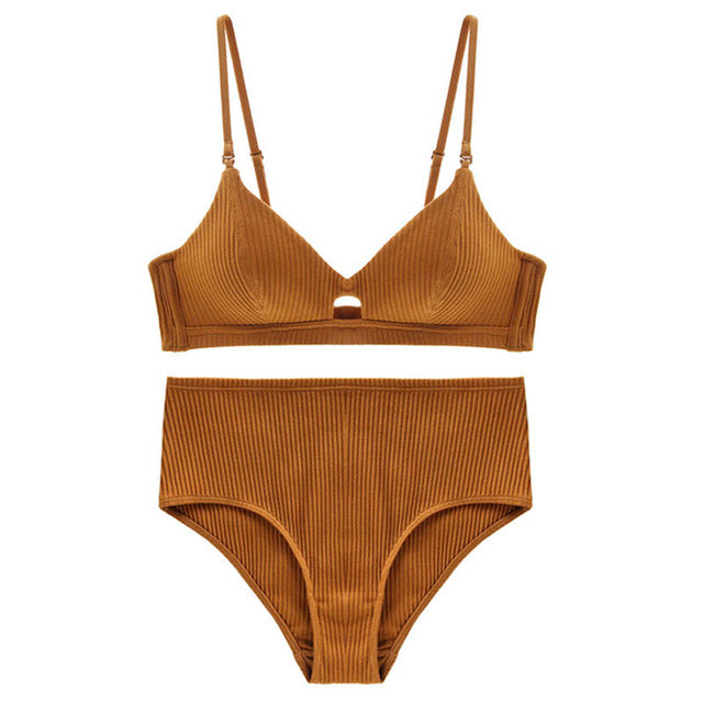 CINOON 2019 High-end Brand Romantic Temptation Bra Set Women Fashion Stripes Underwear Set Push Up Bra and Panties Set