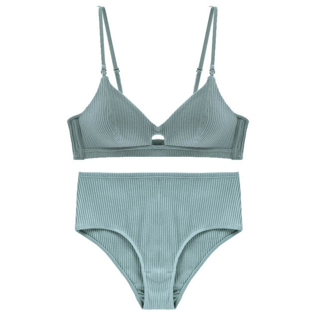 CINOON 2019 High-end Brand Romantic Temptation Bra Set Women Fashion Stripes Underwear Set Push Up Bra and Panties Set