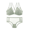 Image of CINOON French Lace Front Closure Bra And Panties Set Women Sexy Lingerie Set Wire Free Bralette Embroidery Underwear Brassiere