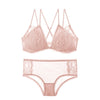 Image of CINOON French Lace Front Closure Bra And Panties Set Women Sexy Lingerie Set Wire Free Bralette Embroidery Underwear Brassiere