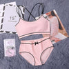 Image of CINOON Japanese Lingerie Set Cotton Thin Screw Thread Push Up Bra Set beauty back Women Bra Panties Set Comfort Underwear
