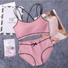 Image of CINOON Japanese Lingerie Set Cotton Thin Screw Thread Push Up Bra Set beauty back Women Bra Panties Set Comfort Underwear