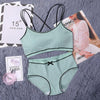 Image of CINOON Japanese Lingerie Set Cotton Thin Screw Thread Push Up Bra Set beauty back Women Bra Panties Set Comfort Underwear