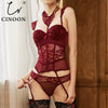 Image of CINOON Sexy Corsets And Bustiers Lingerie Sexy Floral Lace Bustiers Charming Strappy Transparent Underwear Women 3 Pcs/Lot