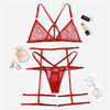 Image of COLROVIE Red Harness Sheer Garter Lingerie Set Women Intimates 2019 Summer See Through Sexy Bra And Panties Underwear Set