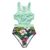 Image of CUPSHE Green Miss U Print One-piece Swimsuit Women Tied Bow Cutout Tank Monokini 2020 Girl Beach Bathing Suit Swimwear